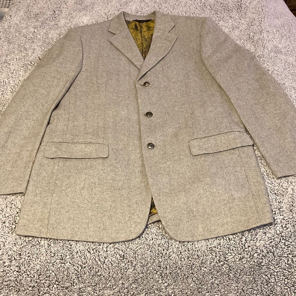 FIRADO ItalianJacket 42L Preppy Hand Tailored Merino Wool Herringbone Blazer